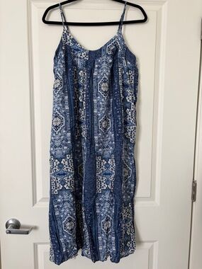 Lucky Brand Blue Boho Print Maxi Dress